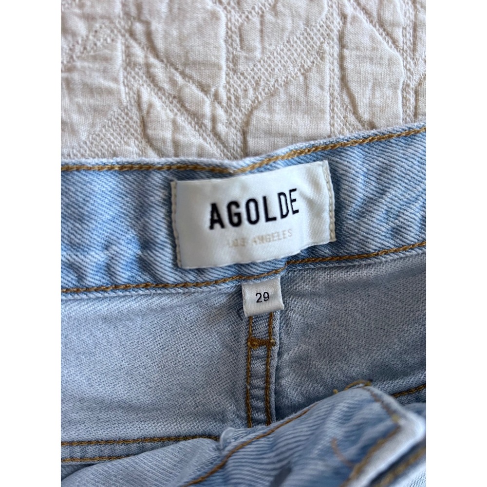 AGOLDE Low Slung Baggy Size 29 Light Blue Jeans Wide Leg Distressed Hem - Picture 5 of 8